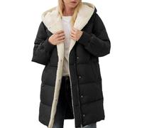 MJGkhiy Doudoune Femme Longue À Capuche Hiver Élégant Polaire Manteau Matelassé Léger Chaud Veste Longue Décontracté Coupe Vent Doudounes Zip Grande Taille Veste Rembourrée Curvy Manteaux, Noir , XXL