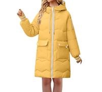 MJGkhiy Doudoune Femme Longue à Capuche Hiver Élégante Doudounes Zip Léger Chaud Manteau Matelassé Décontracté Coupe Vent Manteaux Longs Confortable Veste Courbe Parka Avec Poches, jaune, XXL