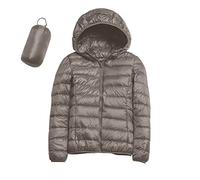 MJGkhiy Doudoune pour femme, légère, 100 grammes, écologique, matelassée, veste mi-saison, manteau pliable, veste avec capuche, hiver chaud, veste, Kaki, M