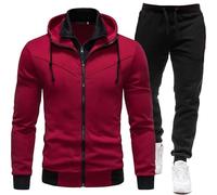 MJGkhiy Ensemble Complet d'Hiver pour Homme, Survêtement avec Fermeture Éclair et Capuche, Deux Pièces, Veste et Pantalon, Ensemble de Survêtement, Vêtement de Sport, Ensemble Complet en Polaire, A6