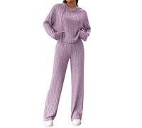 MJGkhiy Ensemble de Survêtement Femme Ensemble Élégant en Maille Deux Pièces Tricoté Pull et Pantalon à Jambe Large Ensembles en Laine Hiver Doux Ensemble Coordonné Chaud Automne Ensembles en Pulls