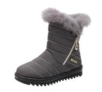 MJGkhiy Femmes Bottes D'hiver Hautes Élégantes Bottes De Neige Confortable Chaud Bottes Doublure Polaire Cheville Bottines Fourrure Randonnée Bottes De Neige Antidérapant, gris, 37 EU