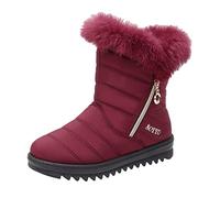 MJGkhiy Femmes Bottes D'hiver Hautes Élégantes Bottes De Neige Confortable Chaud Bottes Doublure Polaire Cheville Bottines Fourrure Randonnée Bottes De Neige Antidérapant, Vin., 37 EU