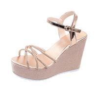 MJGkhiy Femmes Sandales D'été Talons Et Compensés Élégant Plateau Sandales Casual Bout Ouvert Plate-forme Sandale Mode Plage Wedge High Heels Soirée Offre Sandales De Mariée Bijoux À Talons, Or rose,