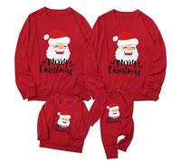 MJGkhiy Hoodie de Noël pour la famille d'hiver Renne T-shirt Noël Père ras du cou Pull de Noël avec pull de Noël en forme d'Elfe en tricot de Noël laid, rouge, 3-4 ans