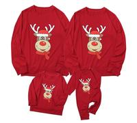 MJGkhiy Hoodies De Noël Pour La Famille D'hiver Rouge Tricot De Noël Renne Manches Longues Pulls De Noël Pour Papa Maman Bébé Drôle Mauvais Pulls Christmas Elfe Chemises De Noël, rouge, L