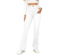 MJGkhiy Jeans Femme Taille Haute Léger Curvy Skinny Pantalon en Denim Élastique Confortable Flared Fit Jeans avec Poches Bootcut Jean Pantalon Éléphant Bell Slim, Blanc, XL