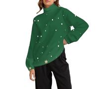 MJGkhiy Pull de Noël pour femme, rouge, pull d'hiver élégant, flocon de neige, tricoté, col roulé, surdimensionné, pulls de Noël, pull-overs tricotés, chandails de Noël, pull-overs tricotés de Noël