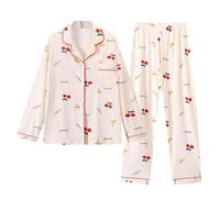 MJGkhiy Pyjama d'hiver Curvy coton ouvert devant chemise avec boutons et pantalons longs ensemble de nuit douce automne à manches longues Pajamas de maison confortable léger long pyjama deux pièces