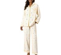 MJGkhiy Pyjama d'hiver Curvy coton ouvert devant chemise avec boutons et pantalons longs ensemble de nuit douce automne à manches longues Pajamas de maison confortable léger long pyjama deux pièces