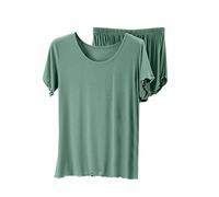 MJGkhiy Pyjama Femme d'Été Léger Deux Pièces T Shirt Manches Courtes et Shorts Pyjama Ensemble de Nuit Confortable Doux Pantalon Court d'Été Pyjamas Courts, Gn2, XX-Large