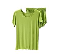 MJGkhiy Pyjama Femme d'Été Léger Deux Pièces T Shirt Manches Courtes et Shorts Pyjama Ensemble de Nuit Confortable Doux Pantalon Court d'Été Pyjamas Courts, Gn1, L