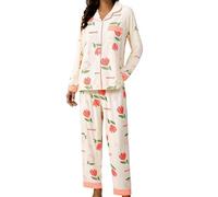 MJGkhiy Pyjama femme d'hiver élégant coton léger long chemise avec boutons et pantalons longs ensemble de nuit douce confortable à manches longues Pajamas maison automne ouvert devant pyjama deux