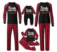 MJGkhiy Pyjama Noël Famille Coordonné 2025 À Manches Longues Pantalon Matché Deux Pièces Pyjamas Correspondant Couple Nouvel An Noël Pyjamas, Noir , 18-24 mois