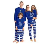 MJGkhiy Pyjama Noël Famille Coordonné 2025 Pyjama assorti Couple de Noël Deux pièces Manches Longues Renne T-shirts et Pantalons Ensembles de Pyjamas de Noël Famille pour maman papa bébé, Blu1, S