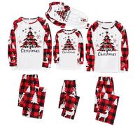 MJGkhiy Pyjama Noël Famille Coordonné Rouge à Manches Longues Pantalon Long Nouvel An Noël Pyjama assorti Couple Matchés Deux Pièces Pyjamas Noël Toute la Family Christmas Pyjamas, rouge, S