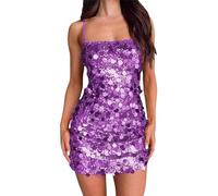 MJGkhiy Robe de Femmes à Paillettes Courtes Curvy Robe de Soirée Élégante Or Vêtements de Noël Sans Manches Robe de Cérémonie Noir Col en V Robe pour Nouvel An Carnaval Rouge Robes de Mariée