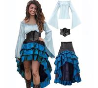MJGkhiy Robe médiévale Femme Guerrière Curvy Cosplay, Viking Gothique Robe Renaissance Halloween Costume Princesse Steampunk Robe Victorienne Longue Soirée Costume Carnaval Fêtes