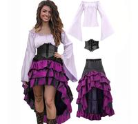 MJGkhiy Robe médiévale Femme Guerrière Curvy Cosplay, Viking Gothique Robe Renaissance Halloween Costume Princesse Steampunk Robe Victorienne Longue Soirée Costume Carnaval Fêtes