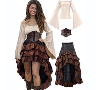 MJGkhiy Robe médiévale Femme Guerrière Curvy Cosplay, Viking Gothique Robe Renaissance Halloween Costume Princesse Steampunk Robe Victorienne Longue Soirée Costume Carnaval Fêtes