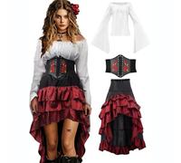 MJGkhiy Robe médiévale Femme Guerrière Curvy Cosplay, Viking Gothique Robe Renaissance Halloween Costume Princesse Steampunk Robe Victorienne Longue Soirée Costume Carnaval Fêtes