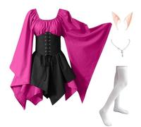 MJGkhiy Robe médiévale femme guerrière élégante Cosplay, Viking gothique, robe de renaissance Halloween, robe de carnaval Steampunk Costume princesse fêtes robe victorienne courte soirée