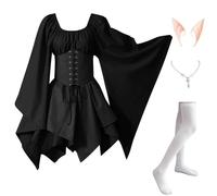 MJGkhiy Robe médiévale femme guerrière élégante Cosplay, Viking gothique, robe de renaissance Halloween, robe de carnaval Steampunk Costume princesse fêtes robe victorienne courte soirée