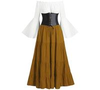 MJGkhiy Robe médiévale femme guerrière élégante costume princesse steampunk robe carnaval Halloween robe de renaissance gothique costumes cosplay viking soirée victorienne longue fête