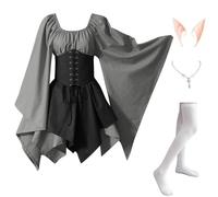 MJGkhiy Robe médiévale femme guerrière élégante robe de renaissance steampunk costume princesse gothique costume carnaval Halloween costumes Cosplay Viking fêtes robe victorienne courte soirée