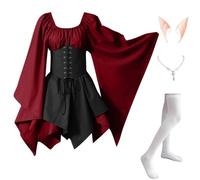 MJGkhiy Robe médiévale femme guerrière élégante robe de renaissance steampunk costume princesse gothique costume carnaval Halloween costumes Cosplay Viking fêtes robe victorienne courte soirée