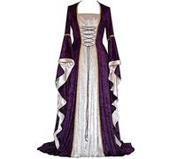 MJGkhiy Robe médiévale Femme Noble Vintage Renaissance Gothique Costume Princesse Steampunk Robe Carnaval Halloween Robe victorienne Longue Cérémonie Vêtements Cosplay Viking Fêtes