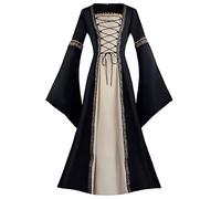 MJGkhiy Robe médiévale pour femme, noble Curvy robe victorienne longue gothique, vêtements Cosplay Viking Halloween robe de carnaval Steampunk robe Renaissance cérémonie costume princesse fêtes