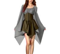 MJGkhiy Robe médiévale pour femme populaire Curvy Cosplay, Viking Halloween, robe de carnaval gothique, robe victorienne courte Steampunk Costume princesse cérémonie robe Renaissance soirée
