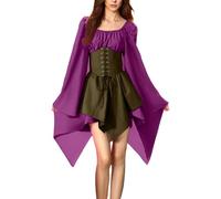 MJGkhiy Robe médiévale pour femme populaire Curvy Robe Renaissance Steampunk Costume Princesse Halloween Vêtements Cosplay Viking Gothique Robe Carnaval Soirée Victorienne Courte Soirée