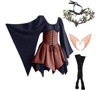MJGkhiy Robe médiévale pour femme populaire vintage Cosplay Viking Halloween Costume princesse gothique robe de carnaval Steampunk robe de renaissance soirée victorienne courte fêtes