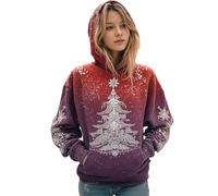 MJGkhiy Sweat à capuche de Noël pour femme Sweatshirt arbre de Noël en tricot d'hiver confortable pull de Noël pull élégant Curvy Surdimensionné pull de Noël à capuche filles, Rose chaude., XXL