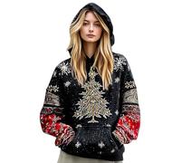 MJGkhiy Sweat à capuche de Noël pour femme Sweatshirt arbre de Noël en tricot d'hiver confortable pull de Noël pull élégant Curvy Surdimensionné pull de Noël à capuche filles, Kaki, XXL