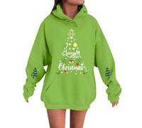MJGkhiy Sweat à Capuche de Noël pour Femmes d'Hiver Pull de Noël Pull Rouge Grande Taille Hoodie Longue Confortable Pull Arbre de Noël Méchant Sweatshirt Curvy Surdimensionné Hoodies Drôle, vert, S