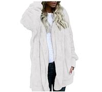 MJGkhiy Sweat à capuche en peluche pour femme décontracté pull moelleux avec couverture kimono à manches longues molleton manteau Sherpa Hoodie Curvy Robe Cardigan Fuzzy Hooded Veste avec poches,