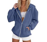 MJGkhiy Sweat à capuche et fermeture éclair pour femme Surdimensionné élégant décontracté sweatshirt ouvert à manches longues léger à capuche avec poches et fermeture éclair printemps veste de sport