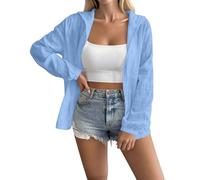 MJGkhiy Sweat à capuche pour femme avec fermeture éclair et capuche, surdimensionné, élégant automne léger, capuche à manches longues, sweatshirt ouvert avec poches et fermeture éclair, couleur unie
