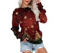 MJGkhiy Sweat à capuche pour femme de Noël rouge avec chandails de Noël, famille, élégant, col rond, chandail, Merry Christmas laid, drôles d'arbre de Noël en tricot Père Sweatshirts sans capuche