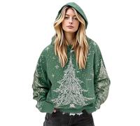MJGkhiy Sweat à capuche pour femme Surdimensionné Hoodies de Noël drôles d'arbre de Noël chandails élégant d'hiver Curvy Pull de Noël Sweatshirt Confortable grande taille Tricot Y2K, Kaki, S