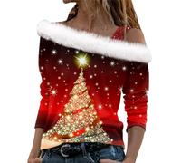 MJGkhiy Sweat de Noël pour femme élégant de Noël T-shirts avec velours d'hiver Nouvel An Pulls de Noël Famille 2025 Pull Rouge Père Noël Sweats Sans Capuche De Noël Pulls Tops, Noël a9, 4XL
