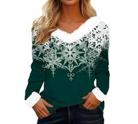 MJGkhiy Sweat-shirt de Noël pour femme élégant de Noël T-shirts à col en V Velours d'Hiver Chandails de Noël Famille 2025 Pull Rouge Arbre de Noël Sweats Sans Capuche Pulls De Noël, Noël a8, XL