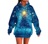MJGkhiy Sweatshirt de Noël à Capuche Femme Hiver Pull de Noël Arbre de Noël Méchant Sweatshirt Surdimensionné Curvy Pull de Noël Chandails Élégant Confortable grande taille Hoodies Drôle, bleu, L