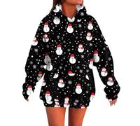 MJGkhiy Sweatshirt de Noël à Capuche Femme Surdimensionné Chandails Élégant Pull Rouge Grande Taille Confortable Pull de Noël Père Sweatshirts Arbre de Noël Drôle Curvy Hiver Méchant Sweatshirt, Noir