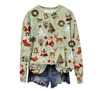 MJGkhiy Sweatshirt de Noël pour femme sans capuche d'hiver pull de Noël en maille rouge col rond sweats de Noël drôles surdimensionnés Curvy laid sweatshirt Père chandail de Noël, vert clair, XL