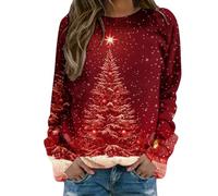 MJGkhiy Sweatshirt pour femme de Noël laid drôles Curvy Encolure dégagée Pull Tops de Noël Tricot Père T Shirt Noël Arbre Sweatshirt Rouge, rouge, XXL