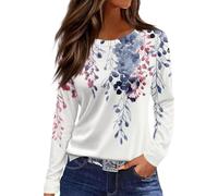 MJGkhiy T-shirt Femme Élégant Manches Longues T-Shirt Curvy Chemise Décontracté Encolure dégagée Chemisiers Hauts Pulls à Imprimé Chemisiers Vêtements Femmes Tricot Basic Tshirt Élégant 2025 Grande